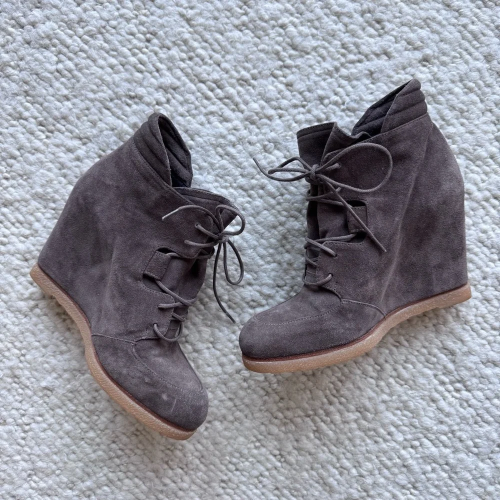 Stuart Weitzman Gray Wedge Ankle Boots - Picture 2 of 11